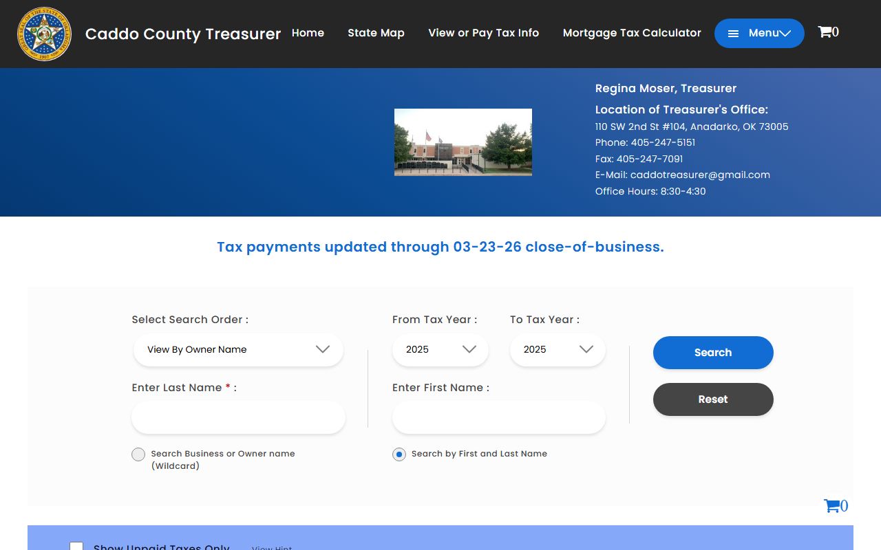 Caddo County property tax records and parcel map