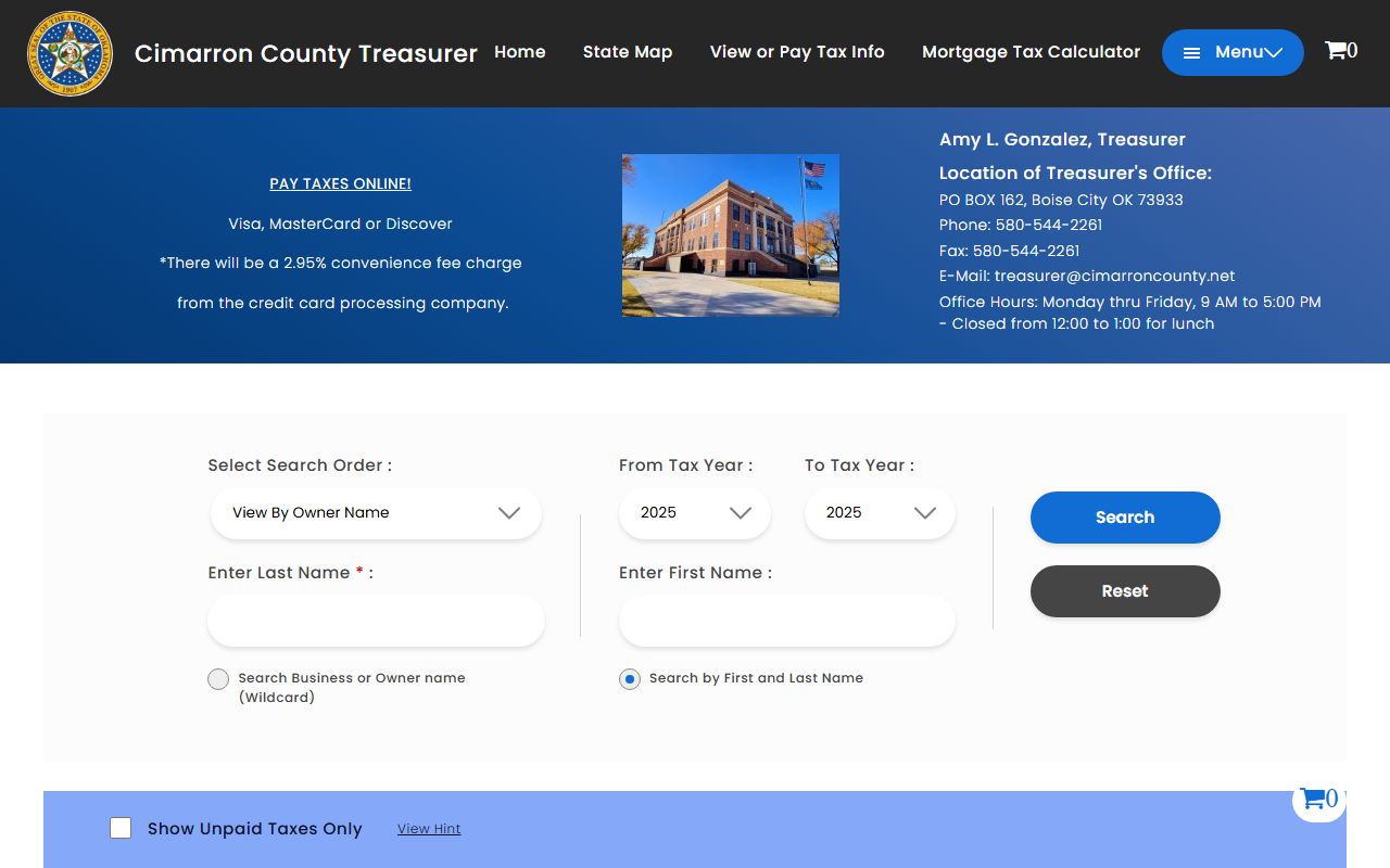 Cimarron County property tax records Boise City Oklahoma Panhandle