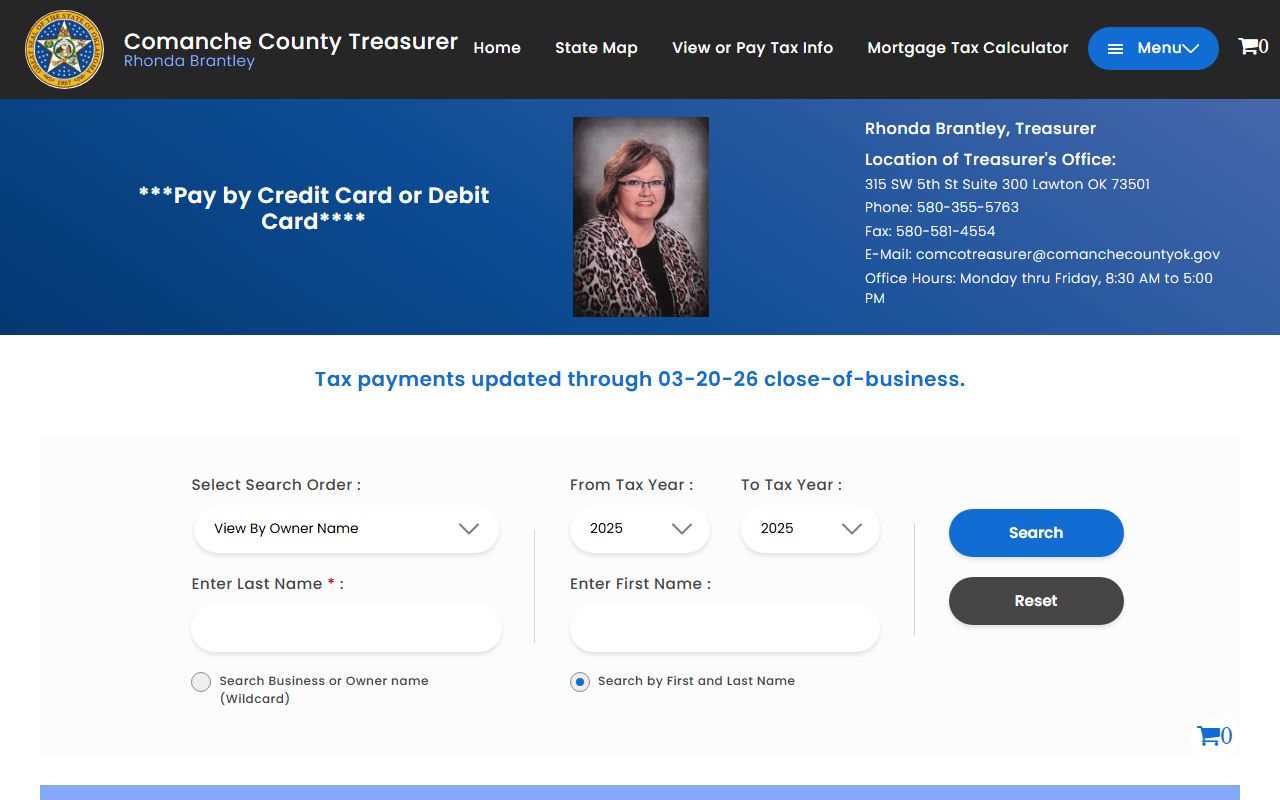 Comanche County property tax records Lawton Fort Sill Oklahoma