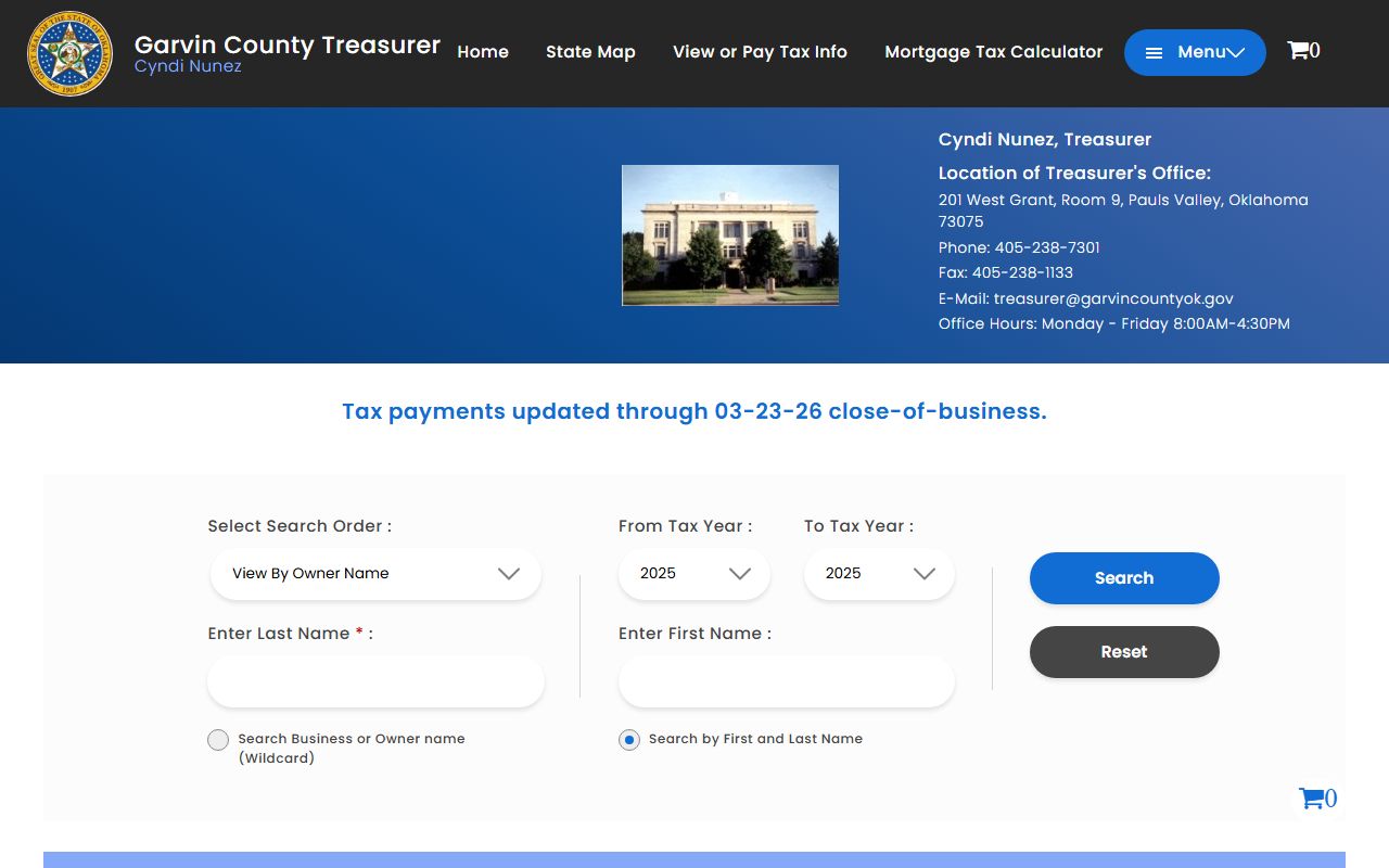 Garvin County Oklahoma property tax records and assessor portal