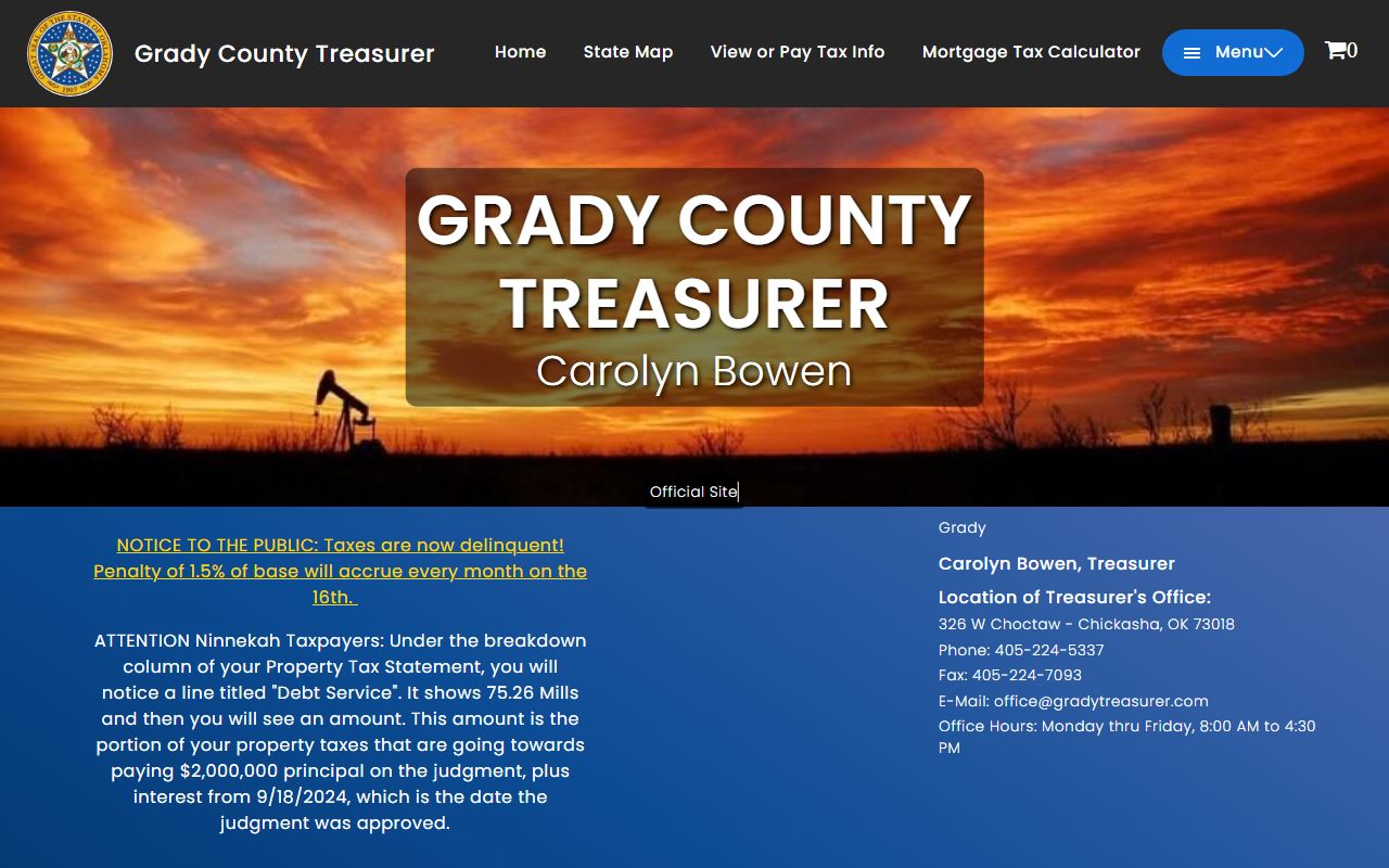 Grady County Oklahoma property tax records and tax roll portal