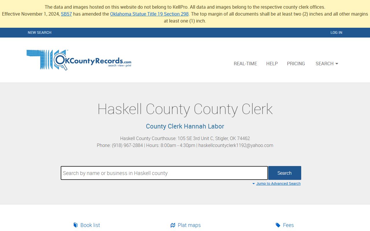 Haskell County Oklahoma property tax records parcel search and assessment data
