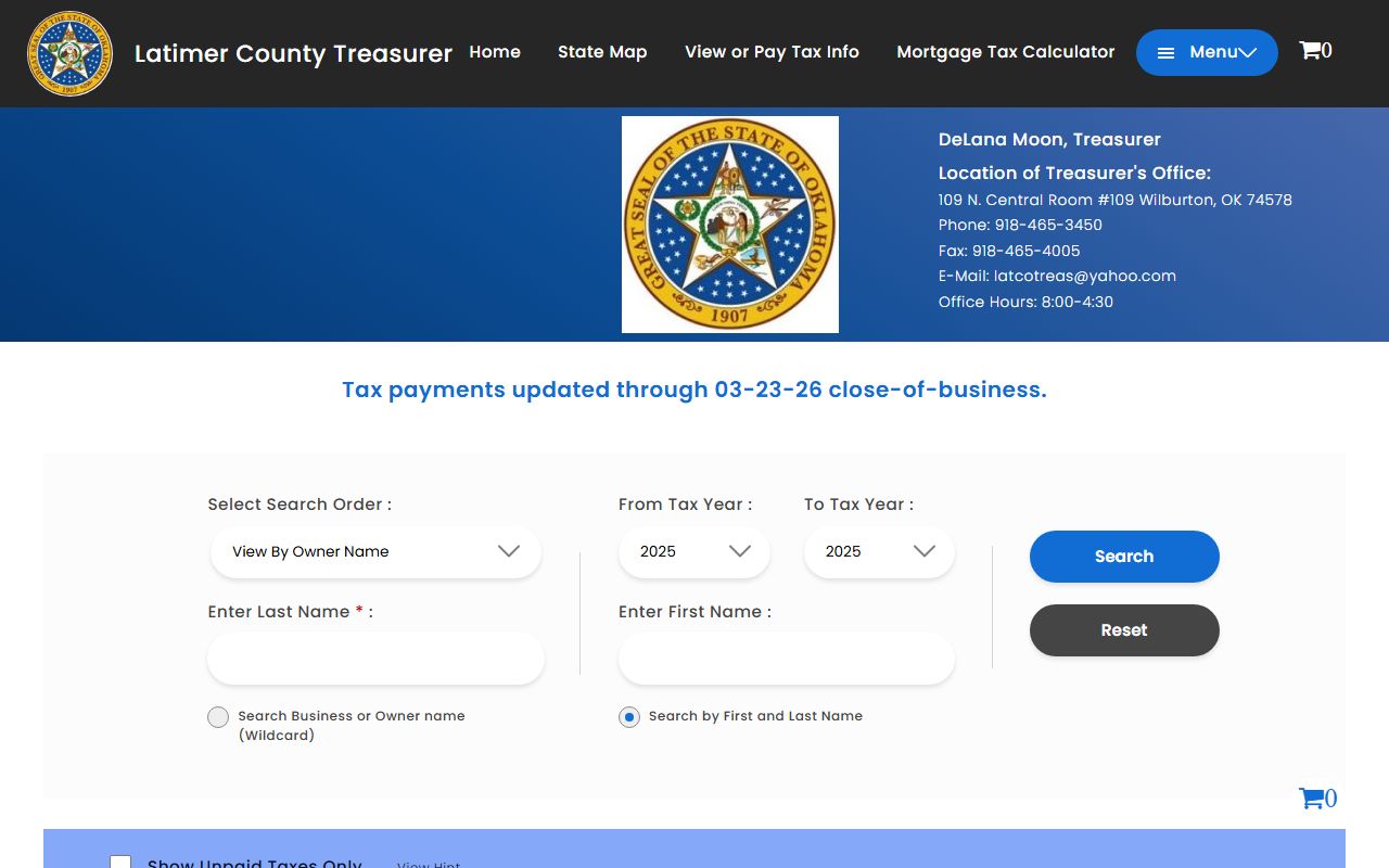 Latimer County property tax records search portal