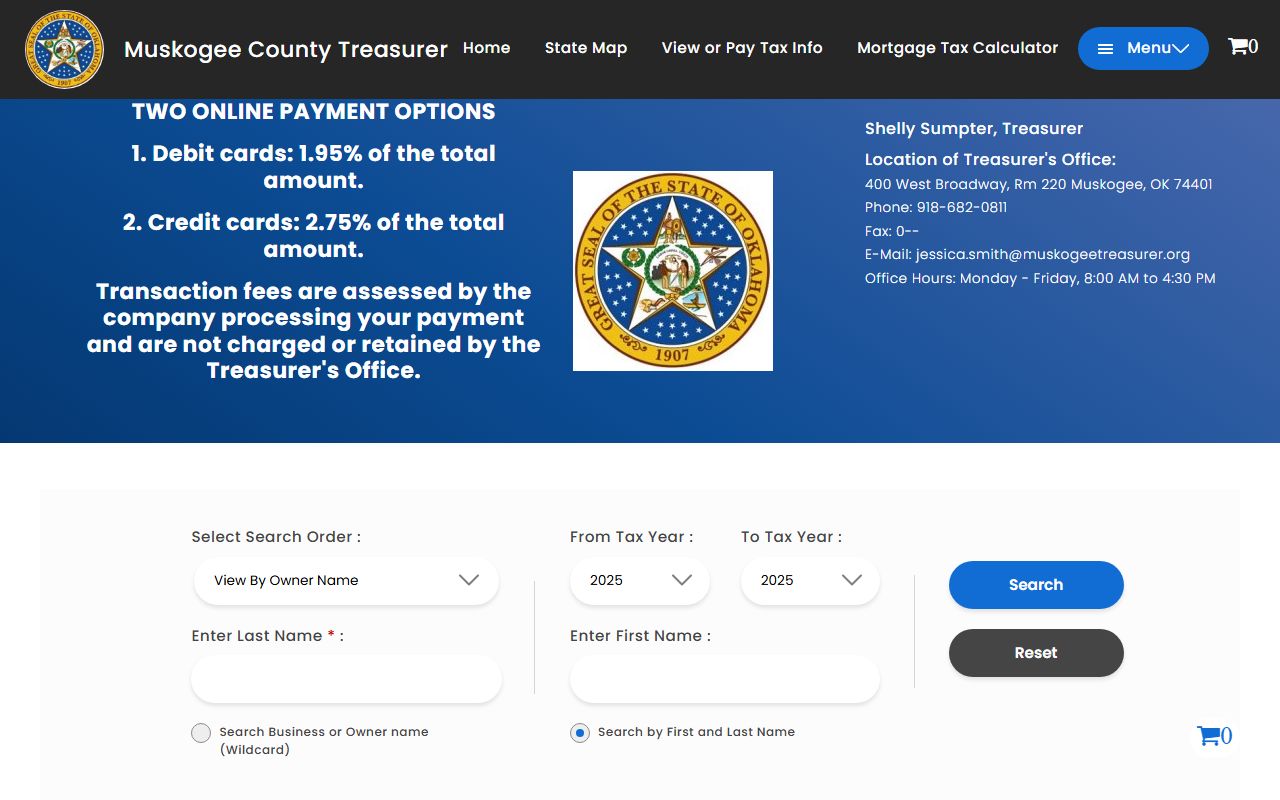 Muskogee County property tax records and assessor search with interactive mapping