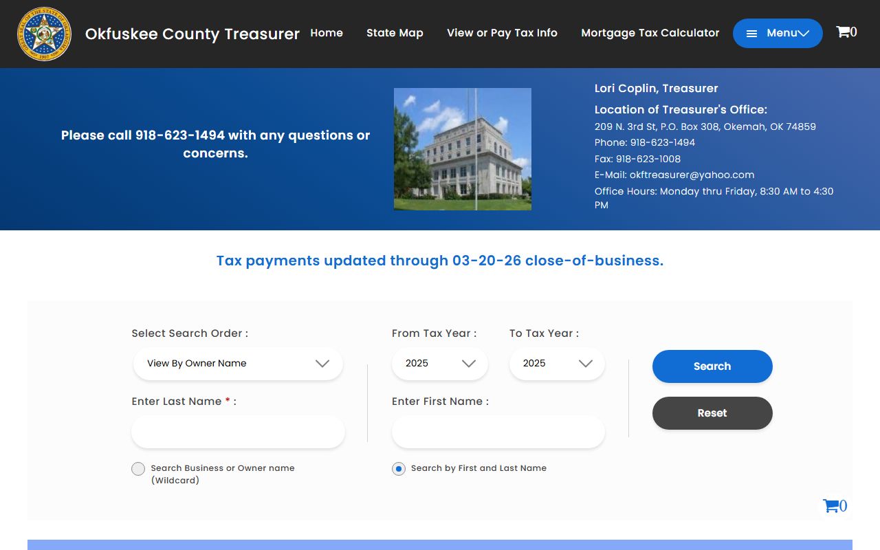 Okfuskee County property tax records search portal