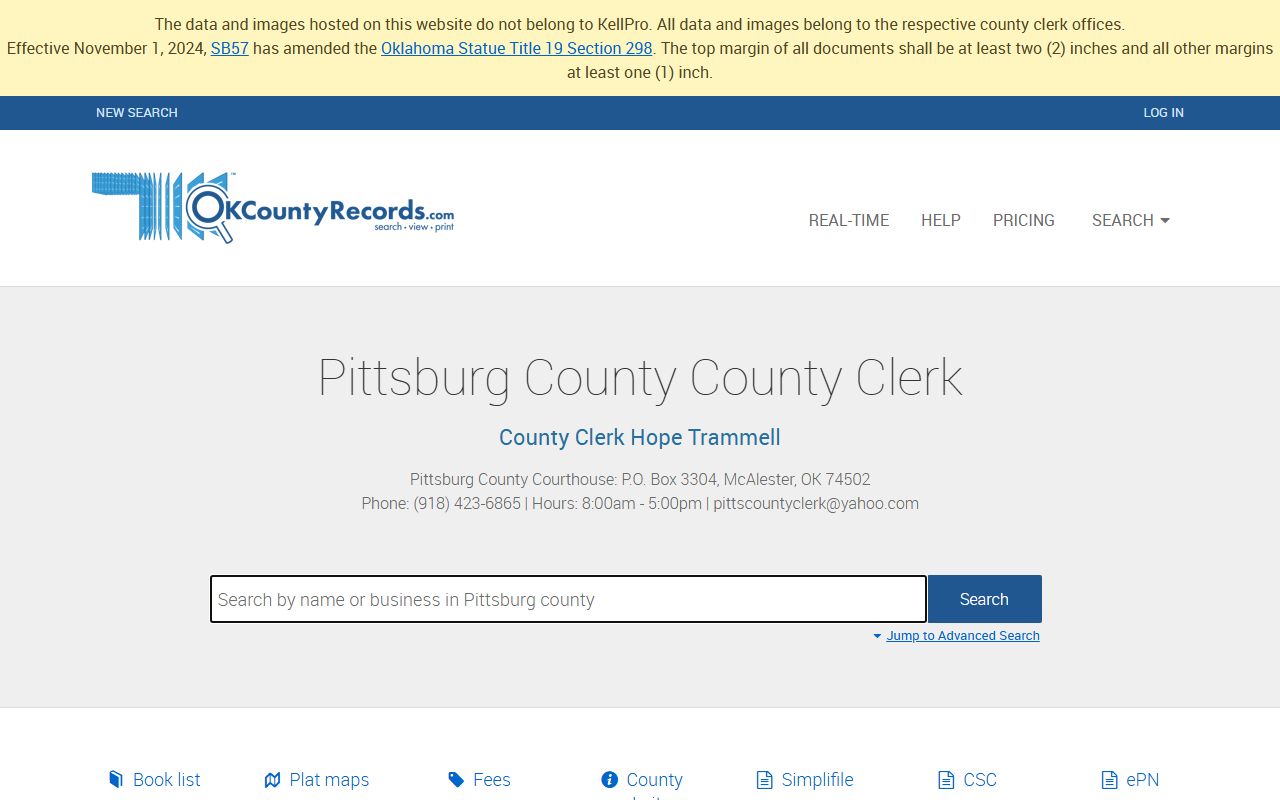 Pittsburg County property tax records search