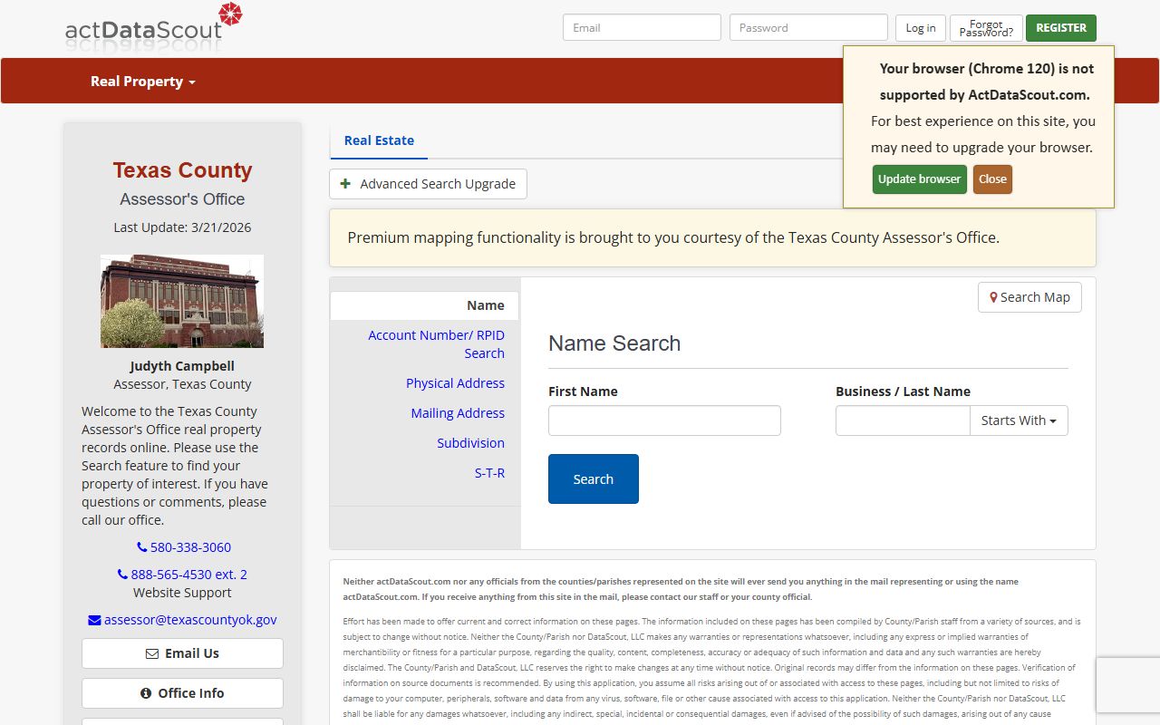 Texas County property tax records search portal