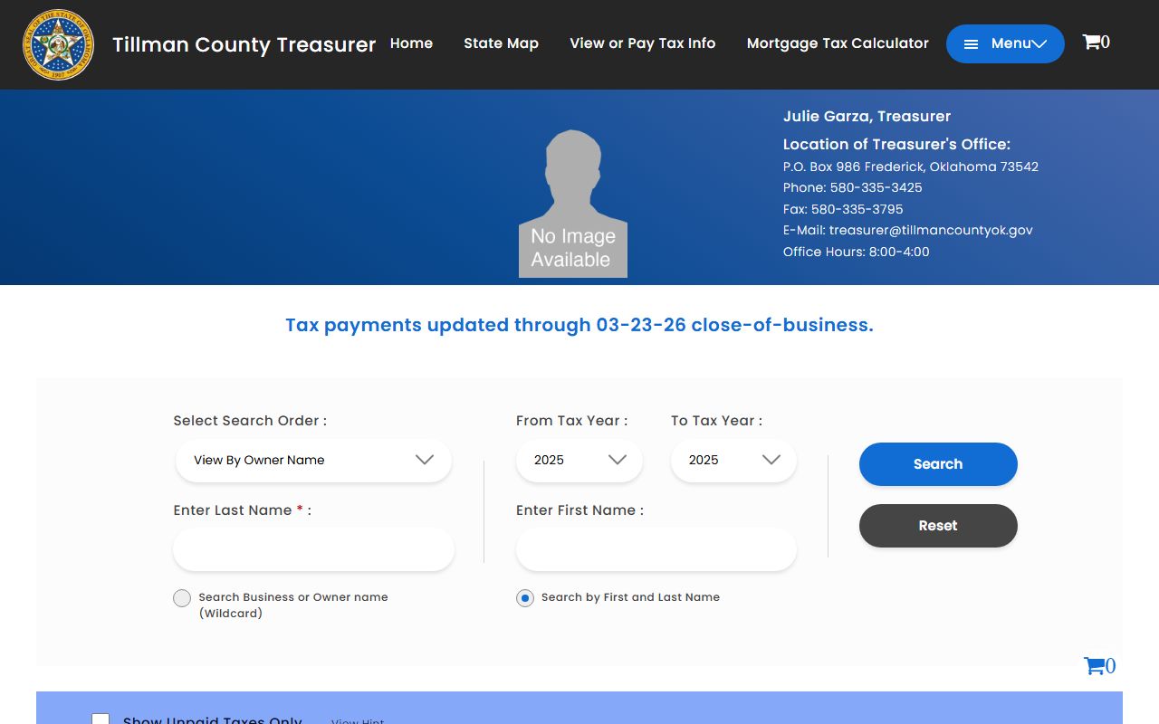 Tillman County property tax records portal