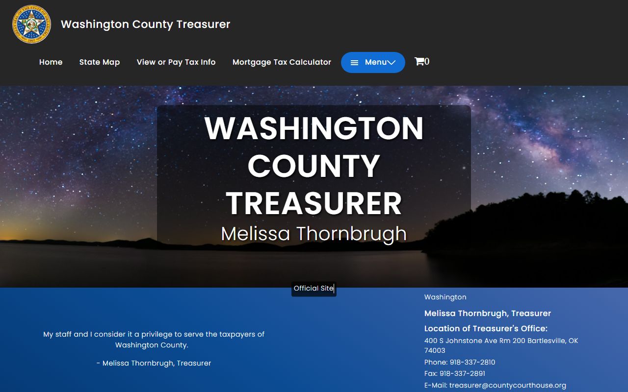 Washington County Assessor website showing Bartlesville Oklahoma property tax records