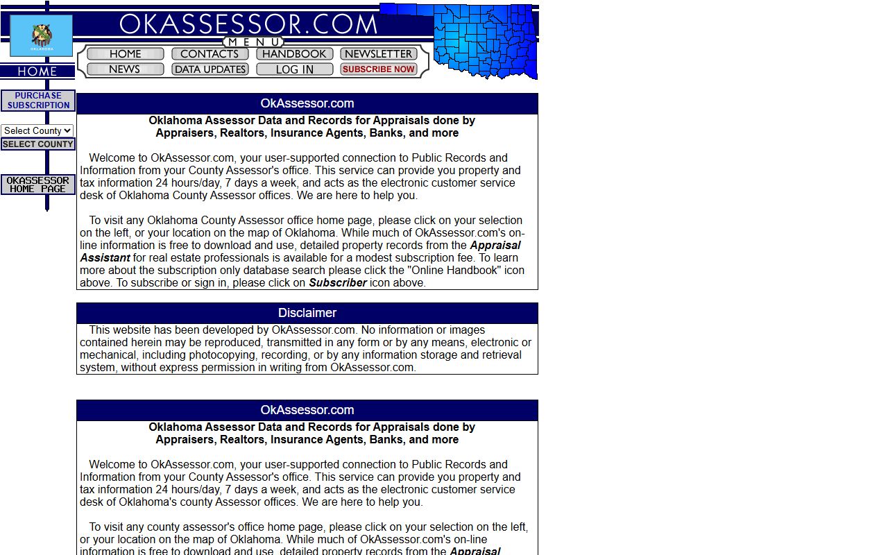 OkAssessor.com statewide assessor portal for Oklahoma property tax records